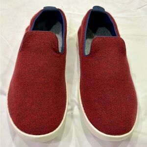 Allbirds Wool Loungers Maroon With Navy Trim - Womens Size 10